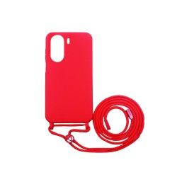 Capa de Silicone com Cordão para Xiaomi Redmi 13C/Poco C65 Vermelho Capa de Silicone com Cordão para Xiaomi Redmi 13C/Poco C65 Vermelho